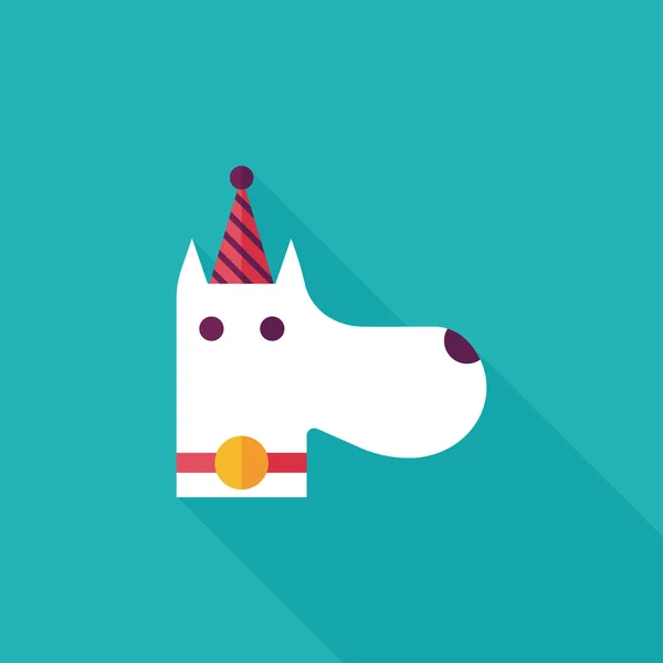Icona piatta di compleanno del cane con lunga ombra, eps10 — Vettoriale Stock