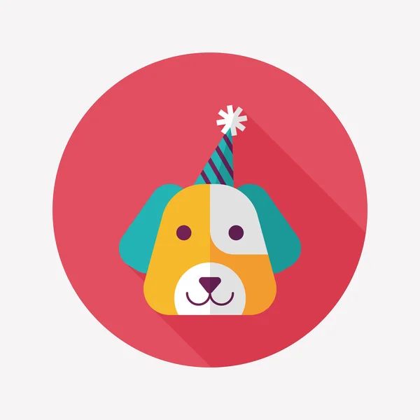 Perro cumpleaños icono plano con sombra larga, eps10 — Archivo Imágenes Vectoriales