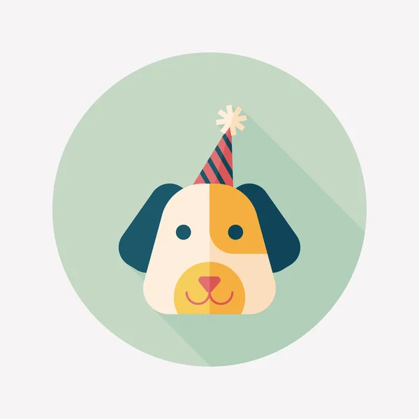 Hond verjaardag platte pictogram met lange schaduw, eps10 — Stockvector