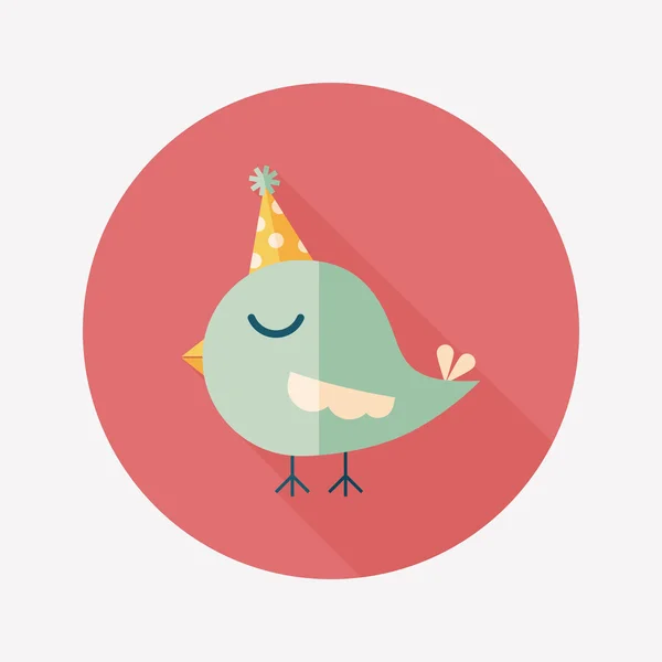 Птица с плоской иконкой на день рождения с длинной тенью, епс10 — стоковый вектор