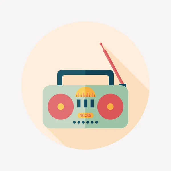 Icono plano de radio con sombra larga, eps10 — Vector de stock