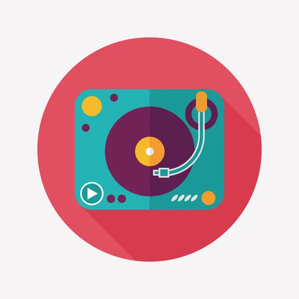 DJ música icono plano con sombra larga, eps10 — Vector de stock