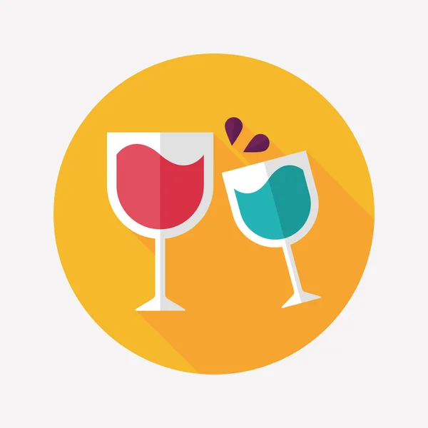 Martini glas cheers platte pictogram met lange schaduw, eps10 — Stockvector