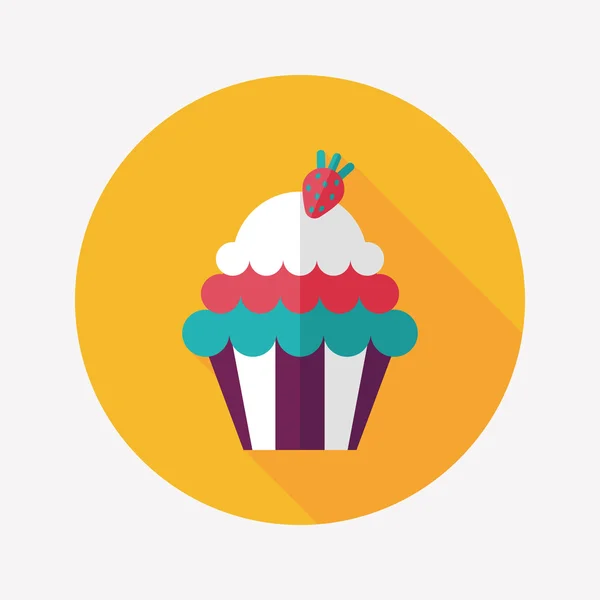 Cupcake platte pictogram met lange schaduw, eps10 — Stockvector