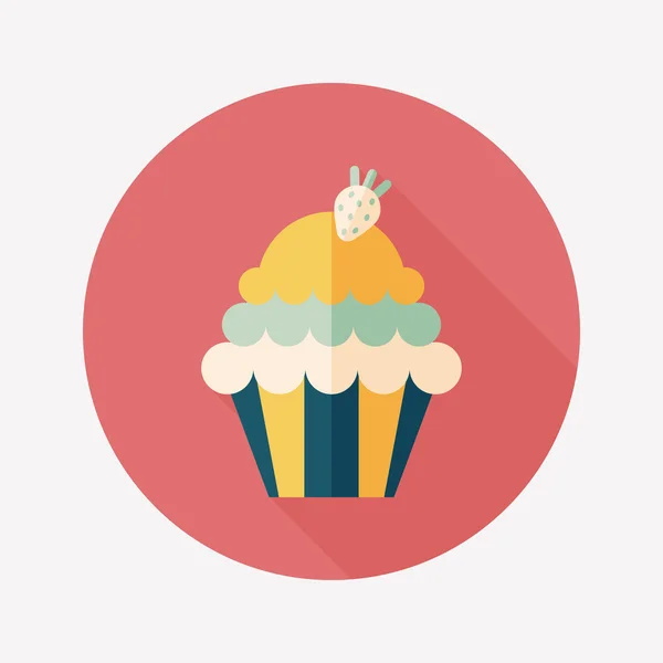 Ícone plana cupcake com sombra longa, eps10 — Vetor de Stock
