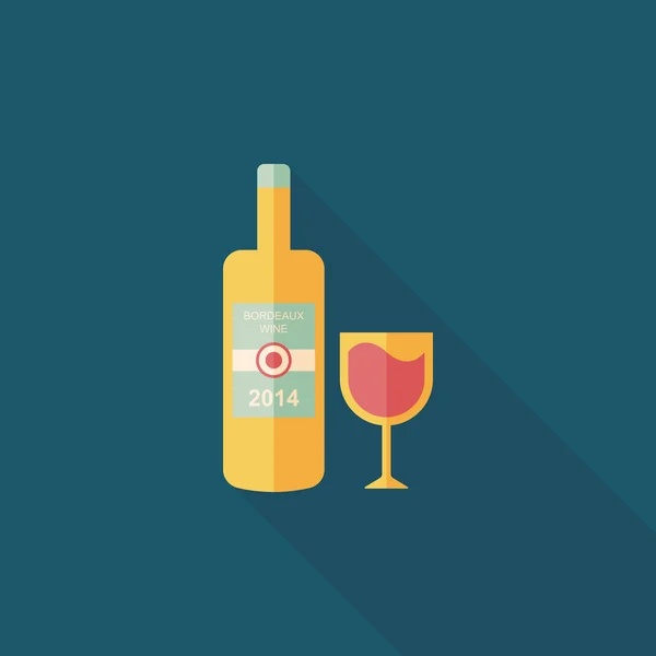 Vinflaska och en glas flat ikonen med långa skugga, eps10 — Stock vektor