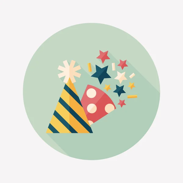 Aniversário chapéu de festa ícone plano com sombra longa, eps10 — Vetor de Stock