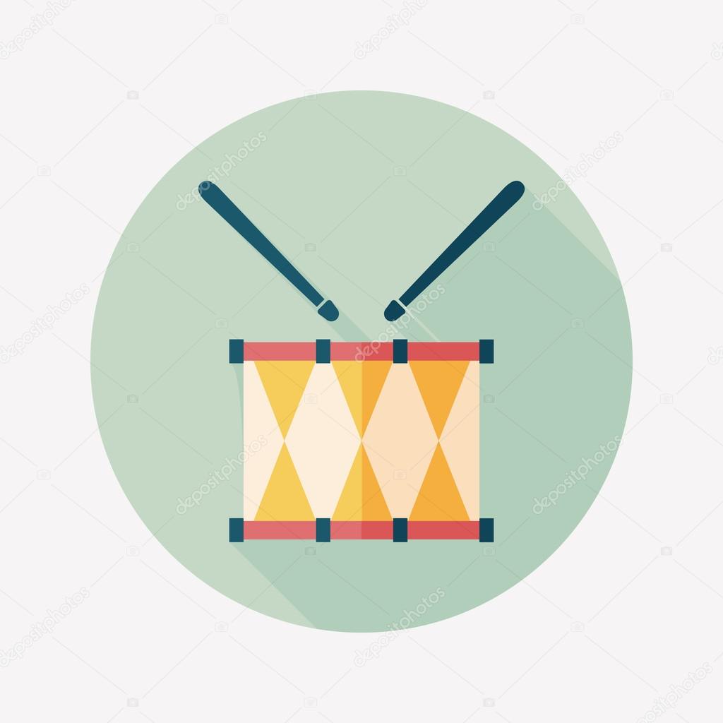 drum flat icon with long shadow,eps10