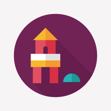 uzun gölge ile tuğla ev düz simgesi