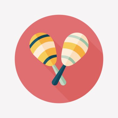 Uzun Gölge, eps10 ahşap rattle düz simgesi