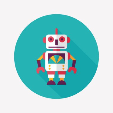 Vintage robot uzun gölge, eps 10 düz simgesi