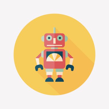 Vintage robot uzun gölge, eps 10 düz simgesi