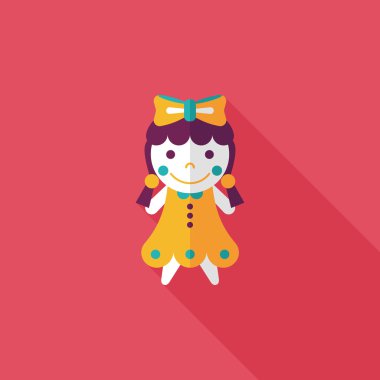 Uzun Gölge, eps 10 ile kız bebek oyuncak düz simgesi