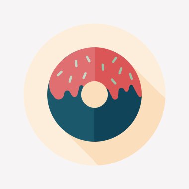 Donut düz simgesi ile uzun gölge, eps10