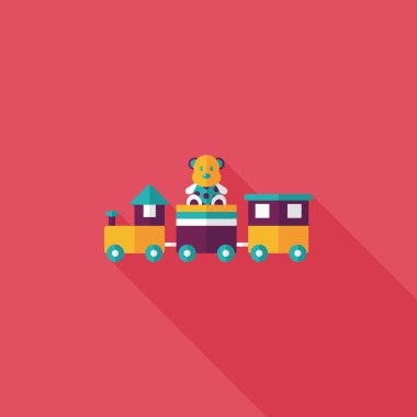 Tren oyuncak uzun gölge, eps 10 düz simgesiyle