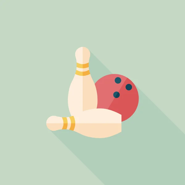Bowling gioco icona piatta con lunga ombra — Vettoriale Stock