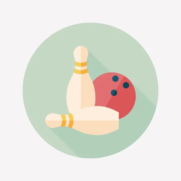 Juego de bolos icono plano con sombra larga — Vector de stock