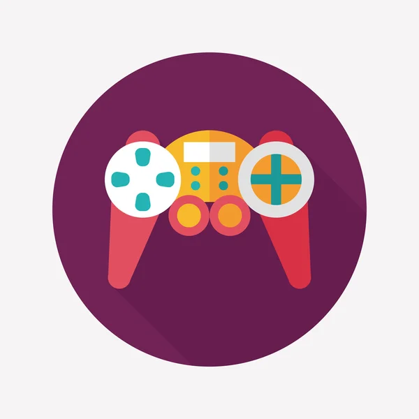 Game controller flat icon with long shadow — Stock Vector