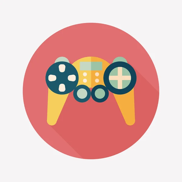 Game controller flat icon with long shadow — Stock Vector