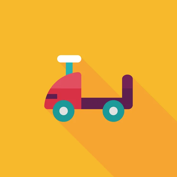 Spielzeugauto flache Ikone mit langem Schatten — Stockvektor