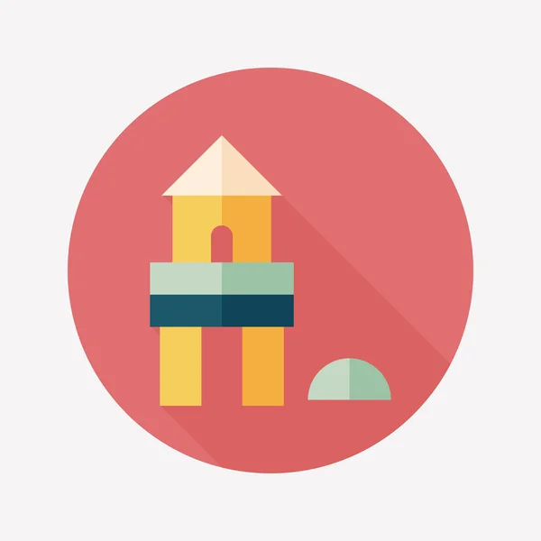 Maison en brique icône plate avec ombre longue — Image vectorielle
