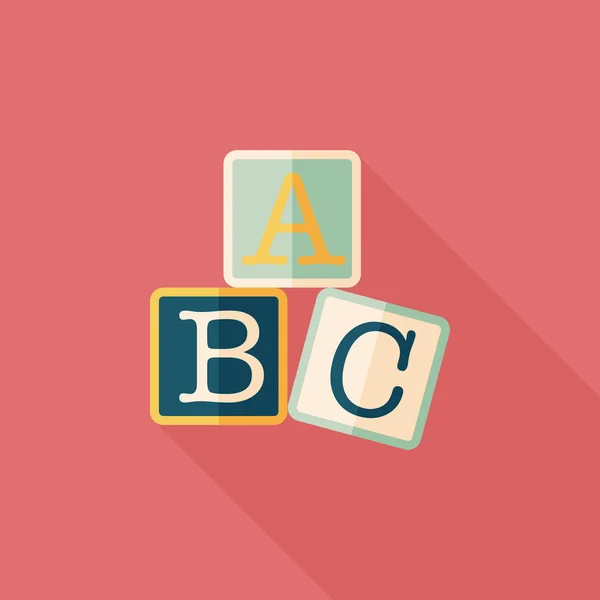 ABC blokken platte pictogram met lange schaduw, eps10 — Stockvector