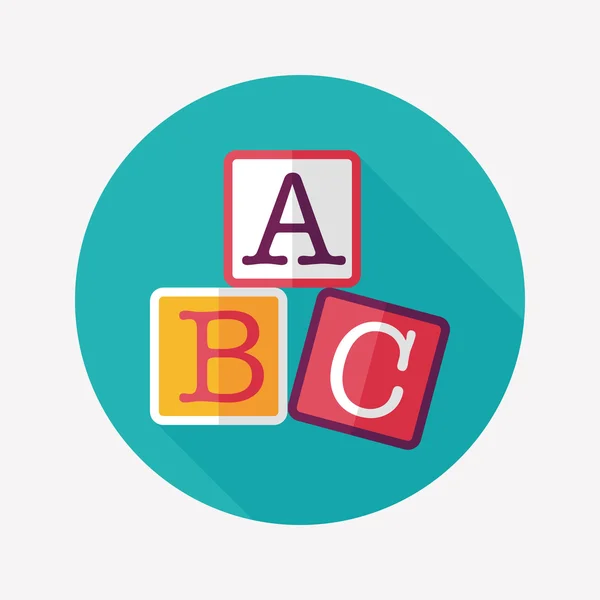 ABC block flat ikonen med långa skugga, eps10 — Stock vektor