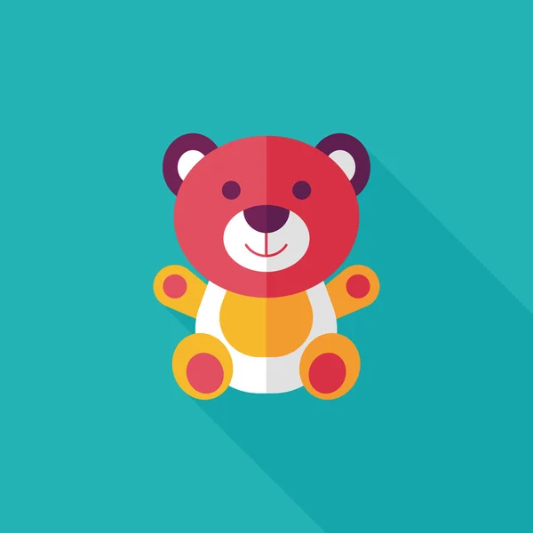 Teddy bear platte pictogram met lange schaduw, eps 10 — Stockvector