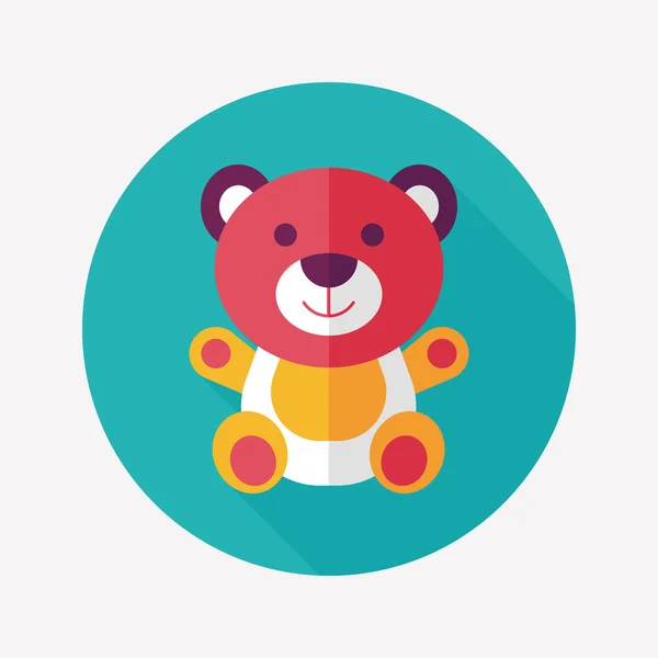 Teddy bear flat icon with long shadow,eps 10 — Stock Vector