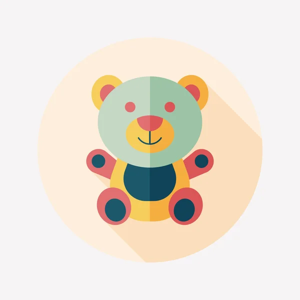 ไอคอนแบนของหมีเท็ดดี้ที่มีเงายาว, eps 10 — ภาพเวกเตอร์สต็อก
