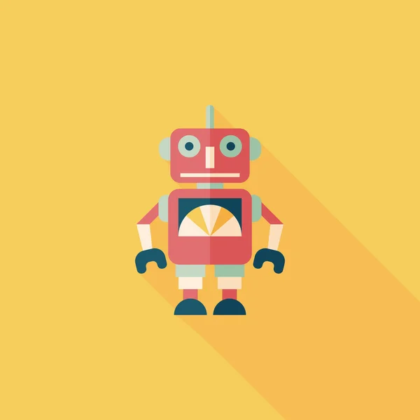 Icono plano robot vintage con sombra larga, eps 10 — Vector de stock