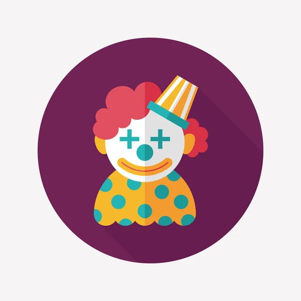 Clown platte pictogram met lange schaduw, eps10 — Stockvector