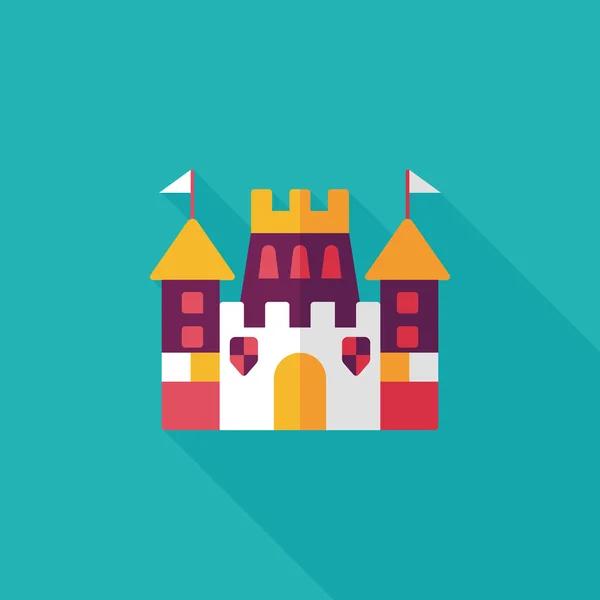 Castillo icono plano con sombra larga, eps10 — Vector de stock