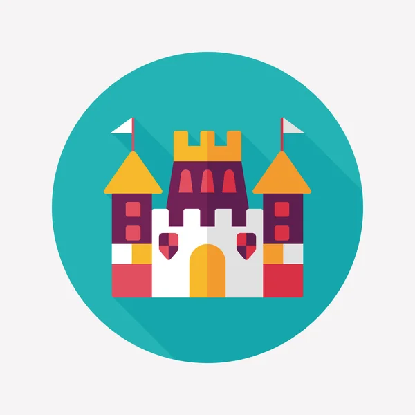 Castillo icono plano con sombra larga, eps10 — Vector de stock