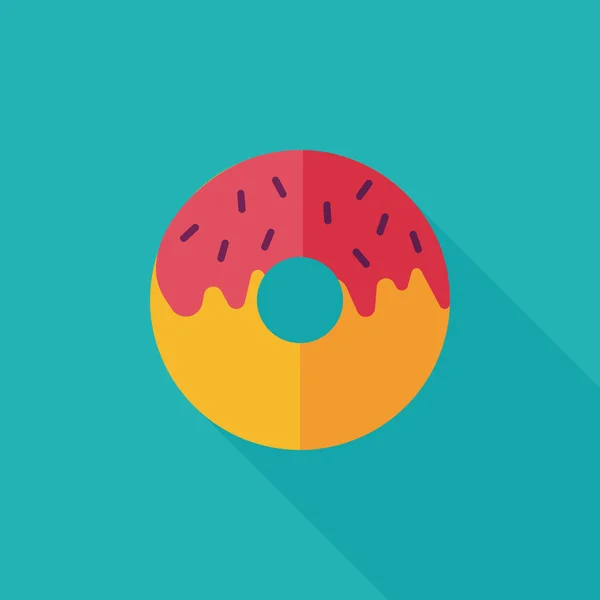 甜甜圈平面图标与长长的影子，eps10 — 图库矢量图片
