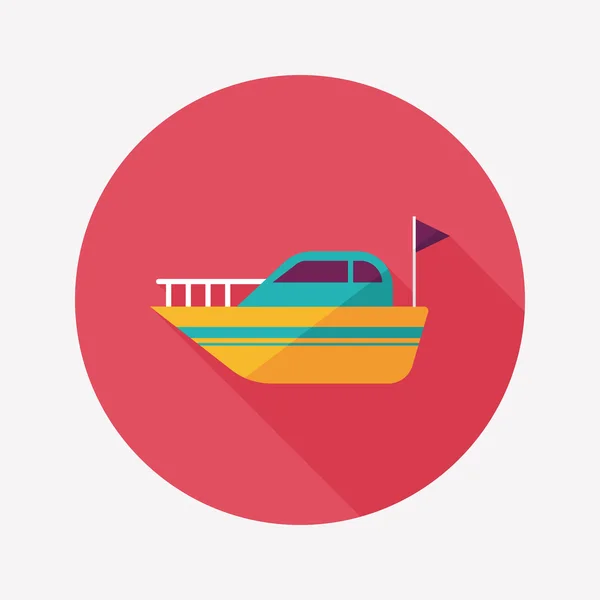 Яхта плоская икона с длинной тенью Стоковая Иллюстрация