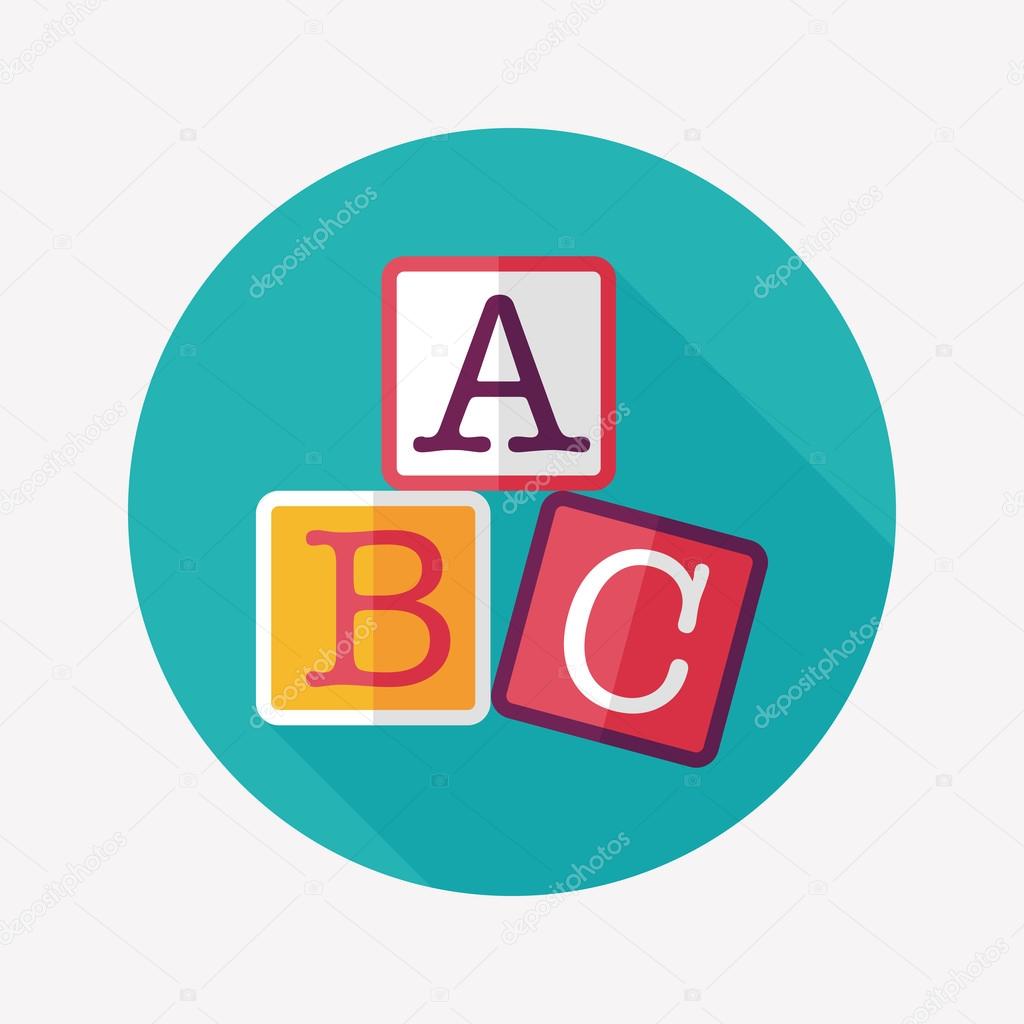 ABC blocks flat icon with long shadow,eps10