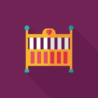 Bebek beşik yatak düz simgesiyle uzun gölge, eps10