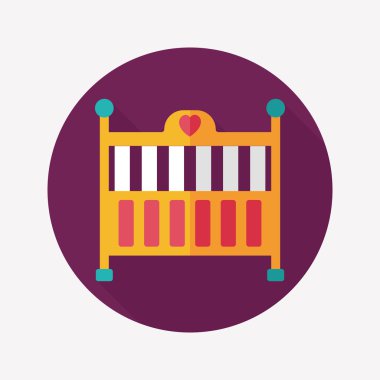 Bebek beşik yatak düz simgesiyle uzun gölge, eps10