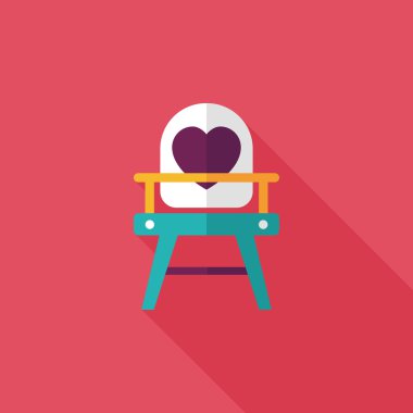 bebek sandalyesi düz simgesi ile uzun gölge, eps10