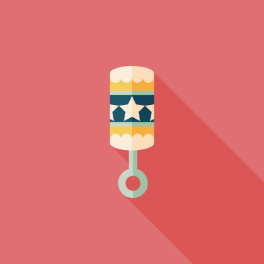 Bebek çıngırağı düz simgesi ile uzun gölge, eps10