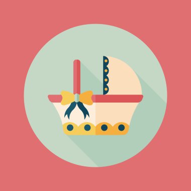 Bebek beşik yatak düz simgesiyle uzun gölge, eps10