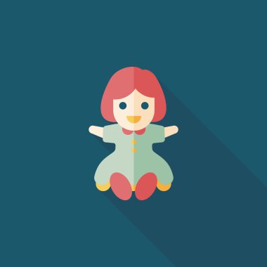 Uzun Gölge, eps 10 ile kız bebek oyuncak düz simgesi