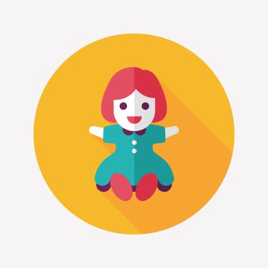 Uzun Gölge, eps 10 ile kız bebek oyuncak düz simgesi