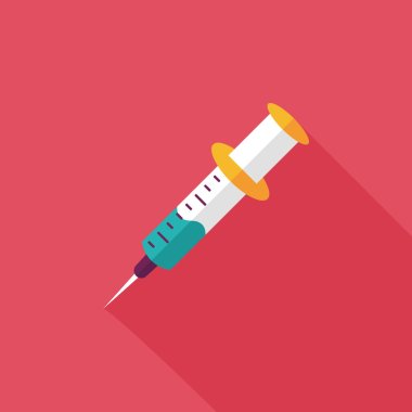 syringe flat icon with long shadow  clipart