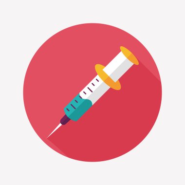 şırınga ile uzun gölge düz simgesi 