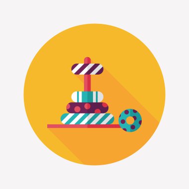 Piramit oyuncak düz simgesi ile uzun gölge, eps10