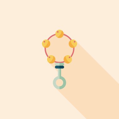 Bebek çıngırağı düz simgesi ile uzun gölge, eps10