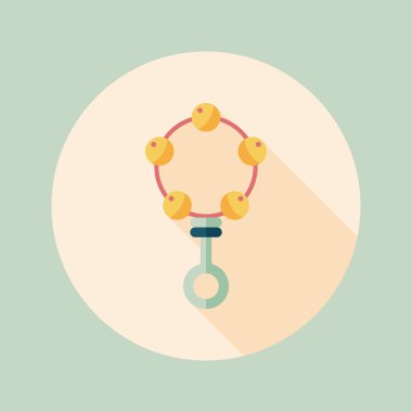 Bebek çıngırağı düz simgesi ile uzun gölge, eps10