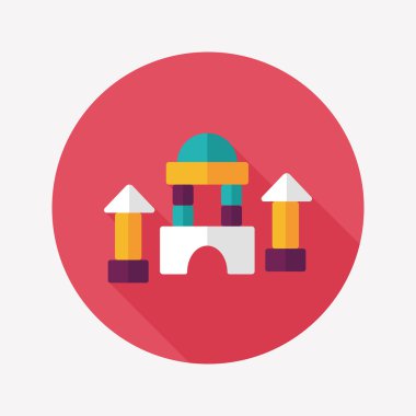 uzun gölge ile tuğla ev düz simgesi